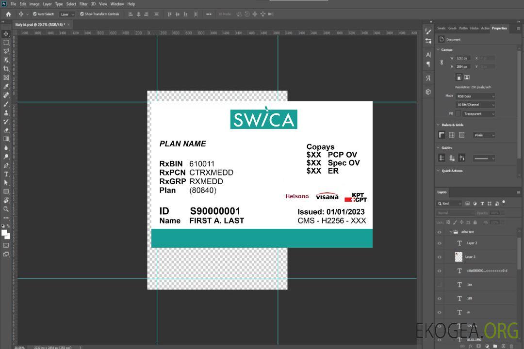Carte d'assurance maladie suisse template